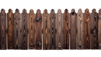 Aufkleber - Rustic Weathered Wooden Fence Panel with Decorative Top Detail, Ideal for Backgrounds and Design Projects
