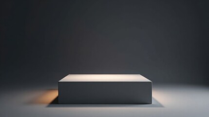 Poster - Elevated Platform in a Dark Studio Setting, Ideal for Product Display or Minimalist Composition