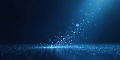 Wall Mural - abstract blue sparkle background glimmering particles floating and settling on a dark surface