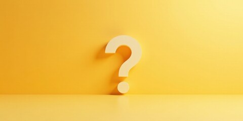 Poster - A Pale Yellow Question Mark Stands Alone Against a Solid Background, Representing Uncertainty and the Search for Answers