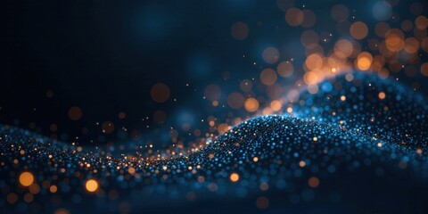Aufkleber - Abstract Blue and Gold Particle Wave Background, Perfect for Modern Designs and Presentations