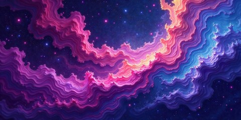 Poster - Cosmic Swirls An Abstract Celestial Tapestry of Vibrant Hues and Starry Depths