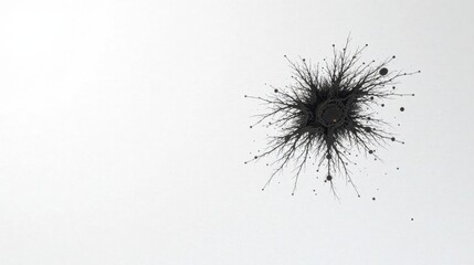 Aufkleber - Abstract Black Ink Burst A Study in Dynamic Splashes and Fine Lines on a Pristine White Background