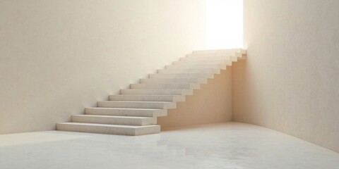 Aufkleber - A Minimalist Staircase Ascending Towards Light in a Simple Room