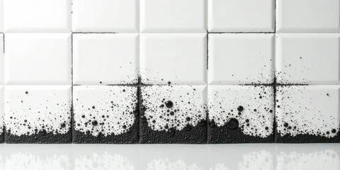 Leinwandbilder - Abstract Dark Substance on White Tiles A Study in Contrast and Texture