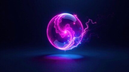 Wall Mural - illuminated orb of plasma energy, glowing with vivid hues and electrifying bolts
