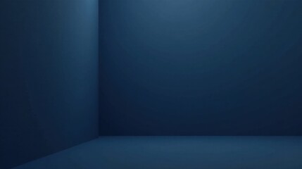Poster - Dark Blue Corner Room Interior Studio Background for Product Display