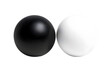 © Trendy Graphics - The two stress balls mockup shown in the image one black and another one white, isolated on a white or transparent background