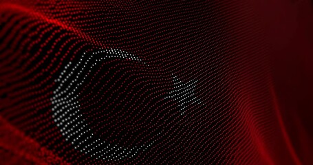 Turkey flag waving pixel. Turkish blowing banner cyber attack hack and security concept animation.