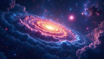 infinite cosmic landscape with swirling galaxies and star clusters, deep space, interstellar