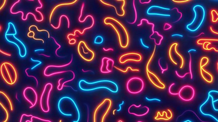 Wall Mural - A neon sign-inspired pattern of glowing lines and abstract shapes, 8K, high quality