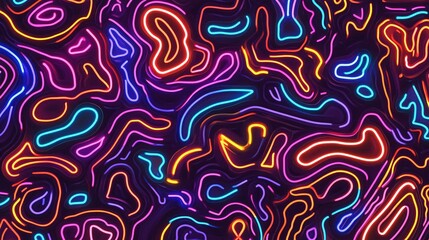 Wall Mural - A neon sign-inspired pattern of glowing lines and abstract shapes, 8K, high quality