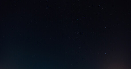 Wall Mural - from below picturesque view of starry blue sky with clouds. panorama blue night sky milky way and st