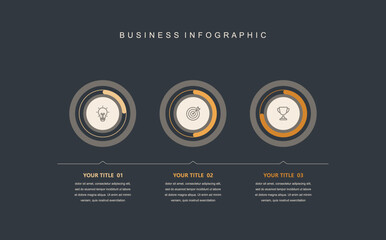 Wall Mural - business infographic template concept with icons and 3 step, workflow layout, circle, diagram, repor