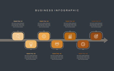Wall Mural - business road map timeline infographic concept. with icons and 7 steps. corporate milestones graphic