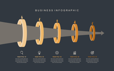 Wall Mural - infographic elements template, business concept timeline 5 steps, workflow layout, icons, diagram, r