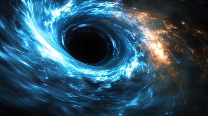 Abstract black hole with a dark sky background Abstract cosmos with a black hole and light rays