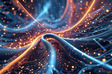 Wall Mural - Dynamic Technology Mesh Background with Swirling Abstract Particles and Engaging Textures