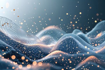 Wall Mural - Gentle Abstract Technology Mesh Particles Forming a Calming Background