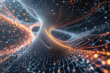 Wall Mural - Mesmerizing Technology Mesh Background Featuring Swirling Abstract Particles and Dynamic Textures