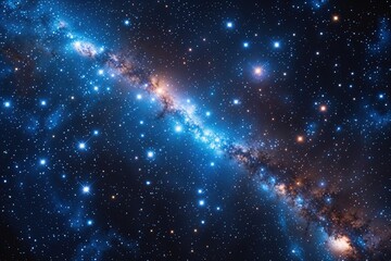 Wall Mural - Vivid Cosmic Background Featuring Bright Blue Starfield and Deep Black Space
