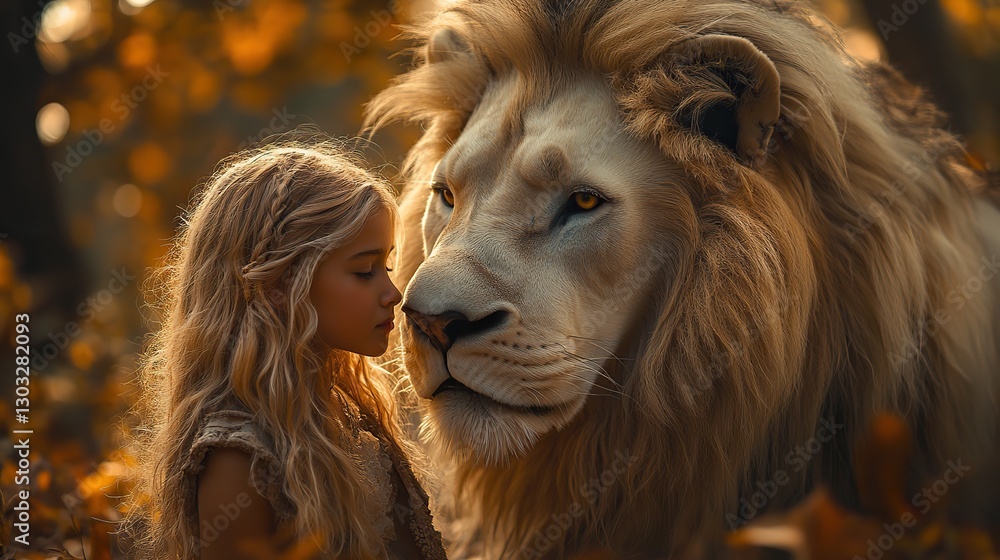 jesus the lion little girl standing in front of a big white lion in the ...