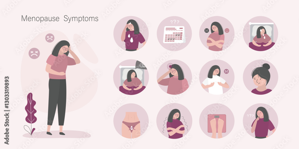 Vector de Stock Infographic of menopause symptoms. Sexual involution ...