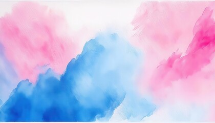 Poster - soft pastel watercolor texture with abstract pink and blue brush strokes, artistic background for design, branding, decor

