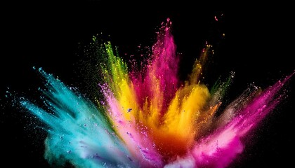 Wall Mural - colorful powder explosion on black background colorful powder explosion vibrant isolated vibrant celebration