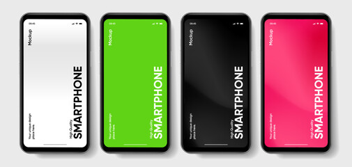 Fototapete - Realistic smartphone mockup. Mobile phone vector with isolated on white background. Device front view. 3D mobile phone with shadow. Realistic, high quality smart phone mockup for ui ux presentation.
