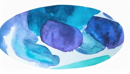Poster - abstract watercolor painting of three overlapping blue and purple circles with fluid gradients for modern wall art and design

