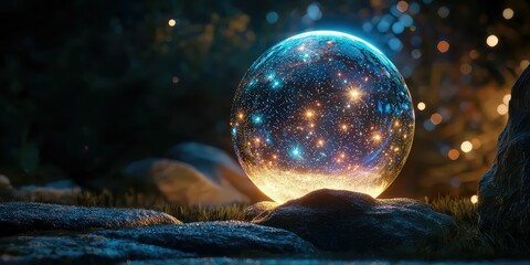 Wall Mural - fantasy-inspired glowing light globe with stars inside