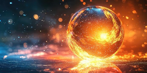 Wall Mural - fantasy-inspired glowing sphere with tiny shimmering stars