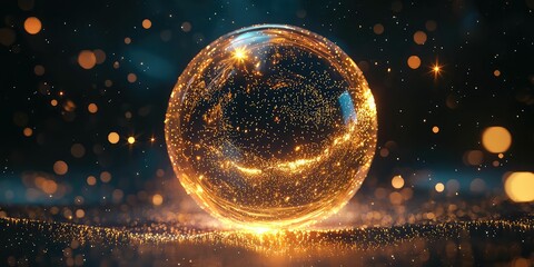 Wall Mural - fantasy-inspired glowing sphere with tiny shimmering stars