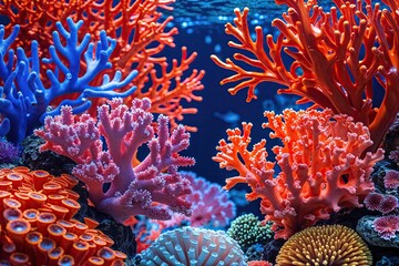 Wall Mural - Bright Coral Background with Rich Textures and Dynamic Colors