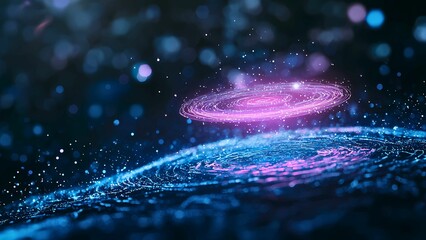Wall Mural - a galaxy with a spiral shape is glowing in the universe.