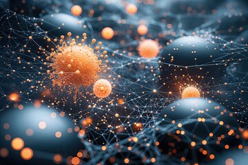 Dynamic Abstract Technology Background Featuring Mesh Network and Particle Effects