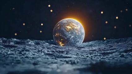 Wall Mural - Earth with light from outer space 