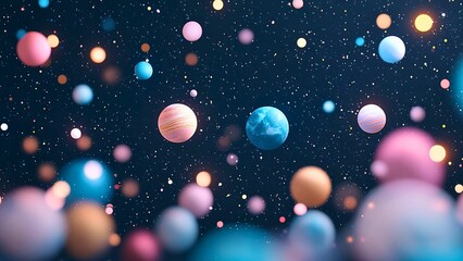 Wall Mural - a colorful space with planets and stars.