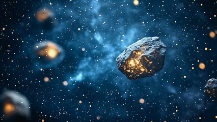 Wall Mural - Asteroid floating in space with a galaxy background