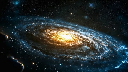 Wall Mural - a spiral galaxy with swirling arms of stars and gas in the vastness of space.
