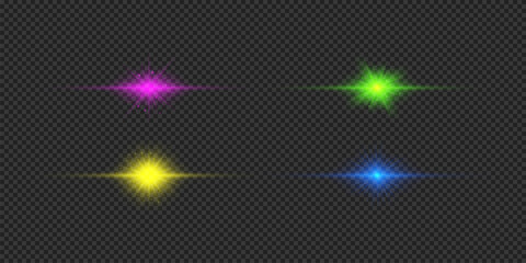 Wall Mural - set of multicolor horizontal light effects of lens flares