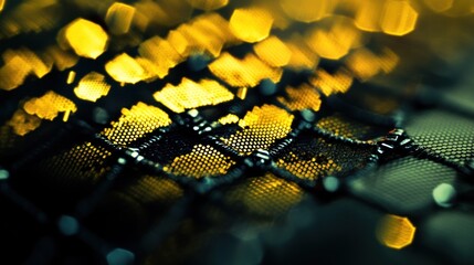 Golden Honeycomb Lace: Abstract Macro Photography