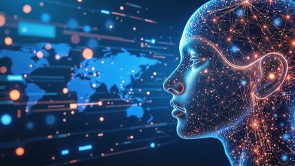 Fototapete - Digital background perfect for tech processes, neural networks, artificial intelligence, data transfer and encryption, digital archive
