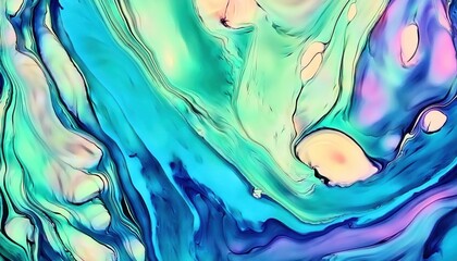 Aufkleber - fluid abstract pattern with blue, turquoise, and beige marbling, organic flow, elegant texture for background and creative design

