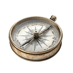 antique brass compass isolated