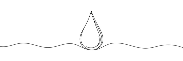 Continuous line drawing of drop. Water drop line icon. One line drawing background. Vector illustration. Water drop Continuous line icon
