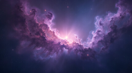 Wall Mural - Breathtaking Purple and Pink Cosmic Nebula Cloud Ethereal Glow