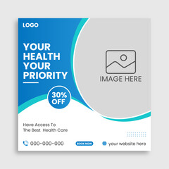 health care social media post vector template design. medical healthcare banner template fully edita