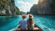 © AdorStudios - couple enjoying a honeymoon boat tour around thailand islands surrounded by picturesque scenery turquoise waters and exotic paradise creating unforgettable travel memories